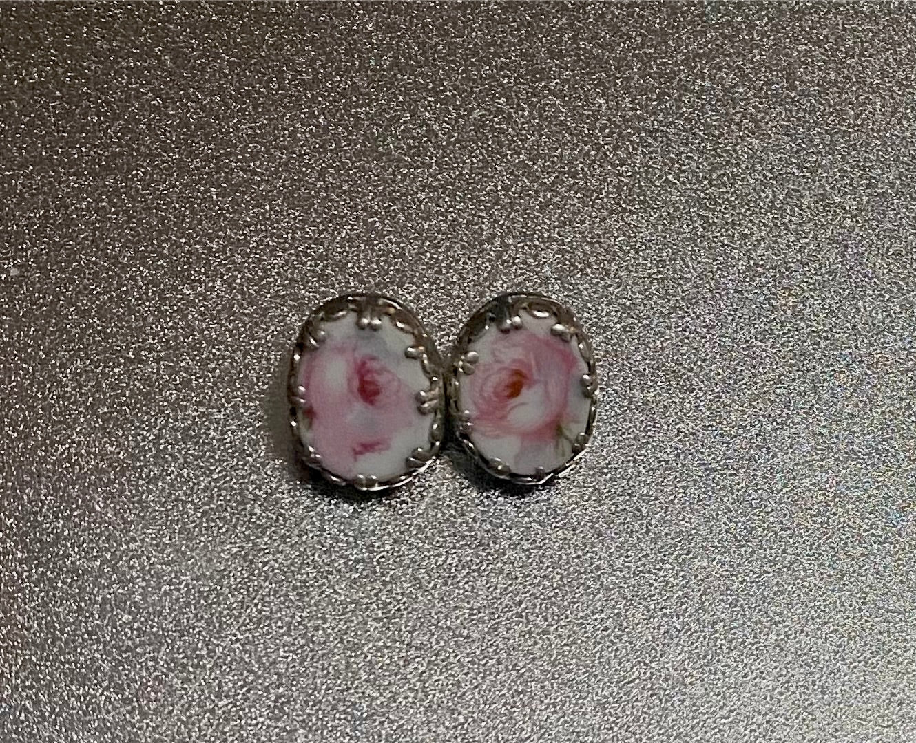 Limoges Pink Roses Earrings